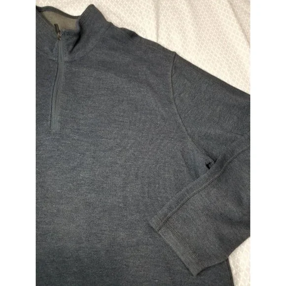 Eddie Bauer Shirt Mens XL Long Sleeve Quarter Zip Pullover Sweater Blue - Picture 5 of 8